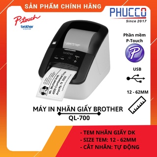 [Chính hãng] Máy in tem nhãn giấy Brother QL-700, Máy in tem dán mã vạch, tem giá sản phẩm.
