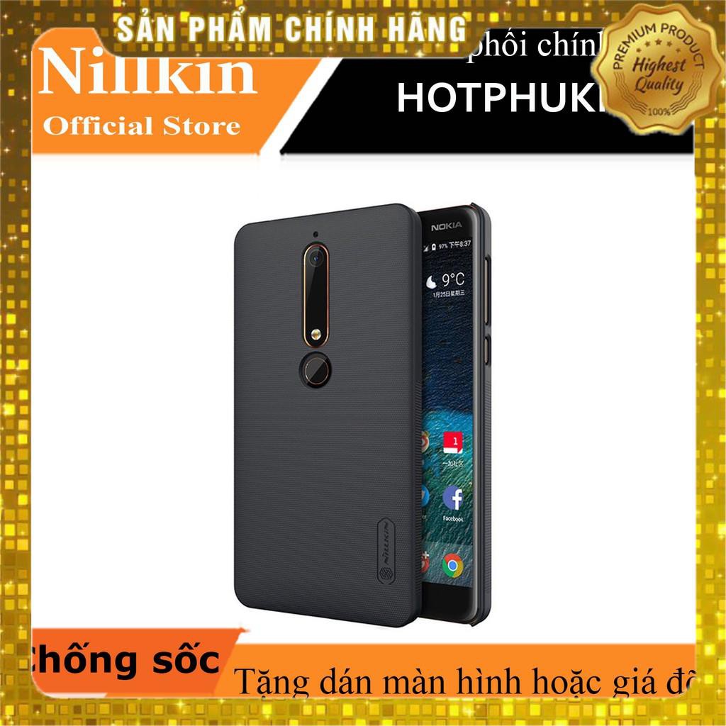 Ốp lưng sần cho Nokia 6 2018 hiệu Nillkin mặt lưng nhung (Đính kèm miếng dán màn hình từ tính)- Hàng chính hãng