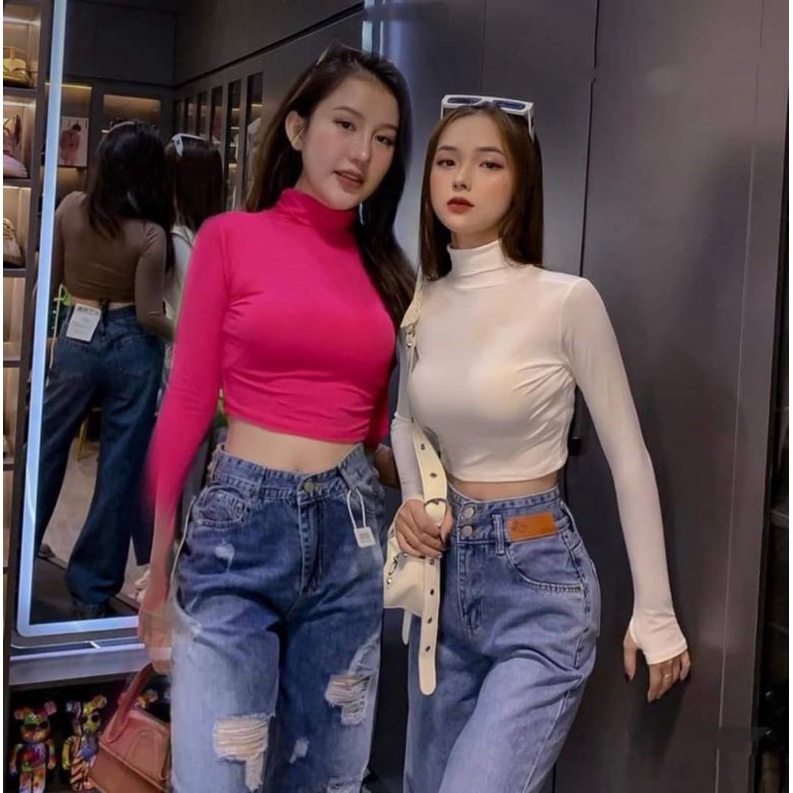 Áo dài tay cổ lọ tay dài aloha.shop91 ,Áo thun dài tay cổ lọ chất len gân NG