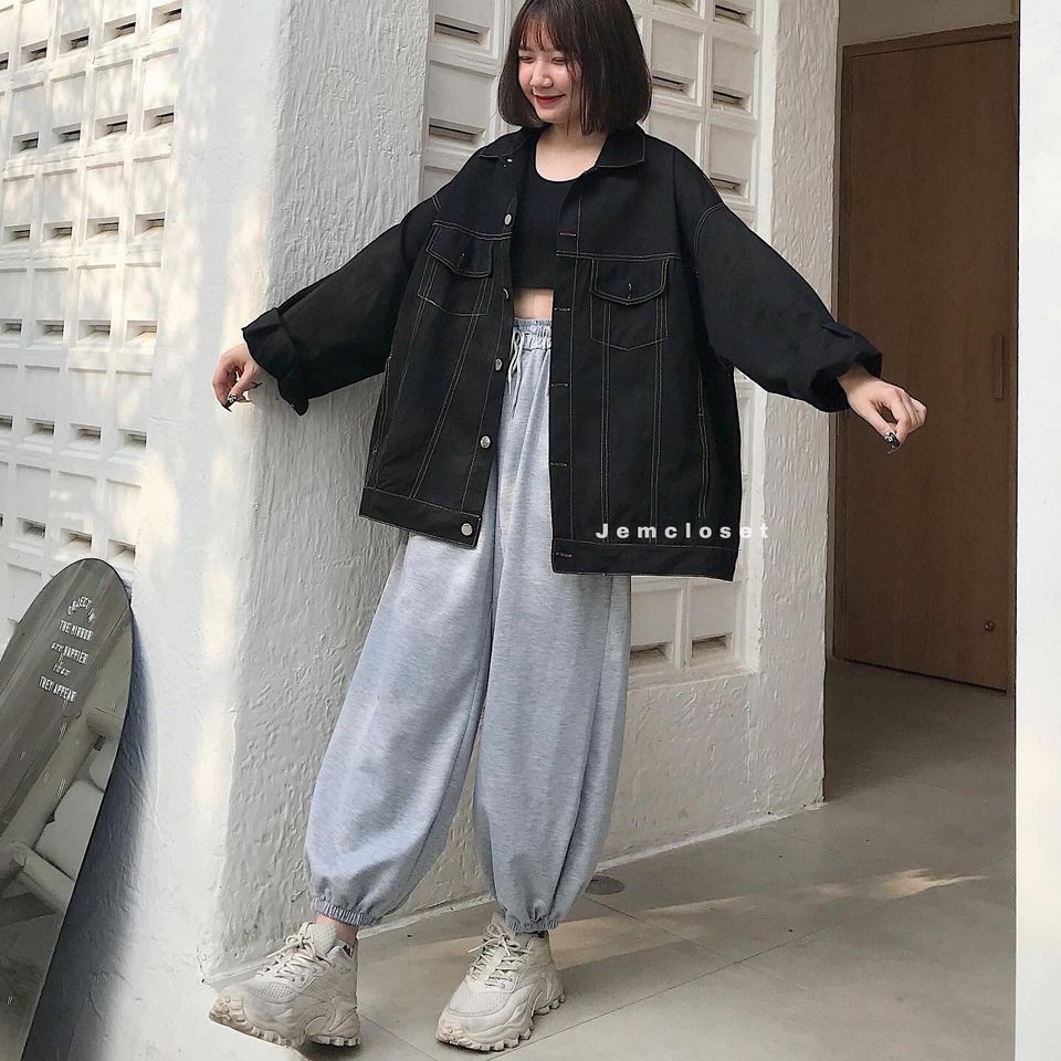 Quần Vải Nữ Jogger JEMCLOSET Ống Bo Form Rộng Thỏa Mái Thời Trang Dễ Phối Đồ  DOXY - 2498