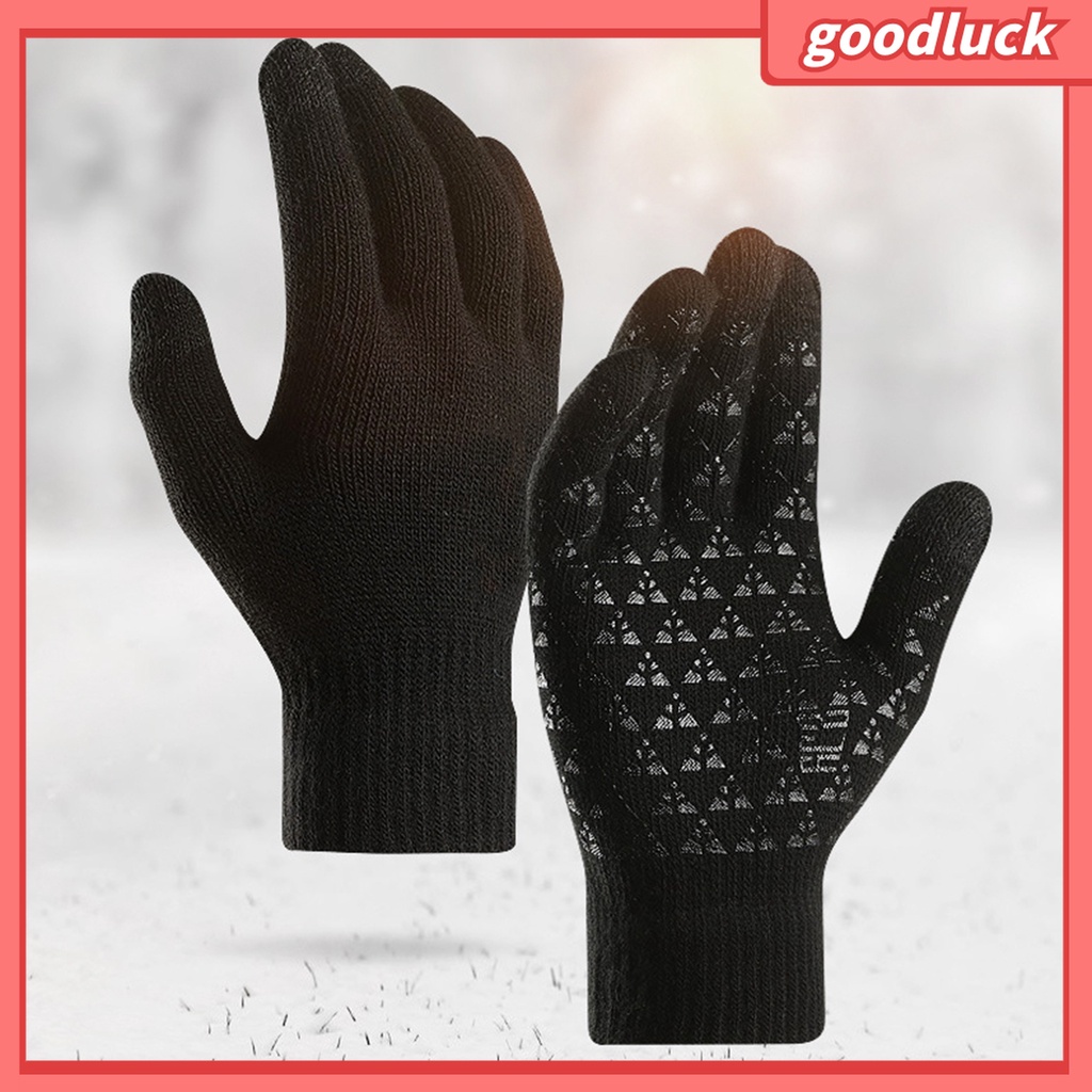 1 Đôi Găng Tay Mùa Đông Bằng Sợi Spandex Acrylic Siêu Ấm Chống Trượt Có Thể Chạm Màn Hình Cảm Ứng Dành Cho