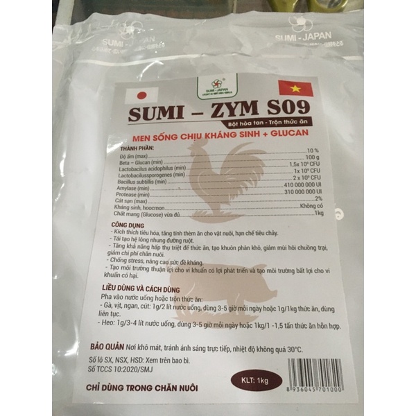 Men sống chịu kháng sinh vi sinh đường ruột , men trộn thức ăn 1kg