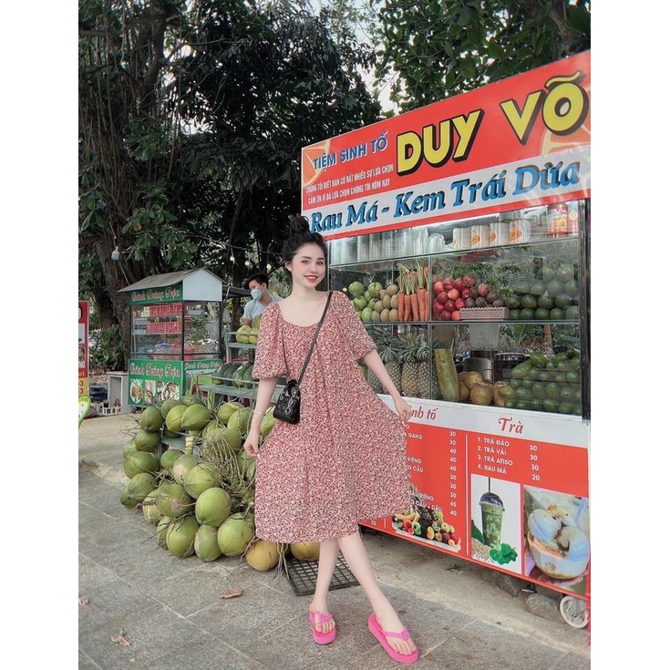 Váy hoa suông đan lưng chất mát