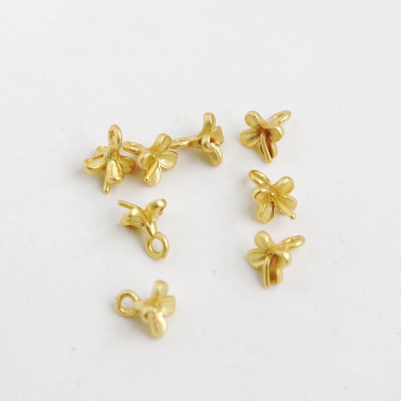 Giá Đỡ Hạt Mắt Cừu 8mm Bằng Đồng Mạ Vàng 18K Có Bốn Lỗ Tiện Dụng