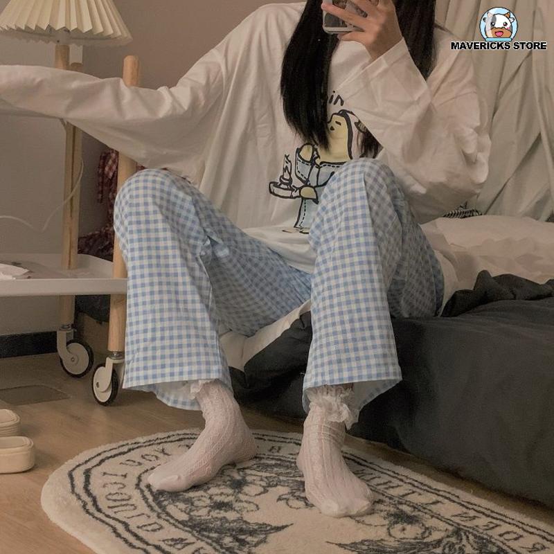 Bộ đồ ngủ tay dài in hoạt hình gấu pooh phong cách nhật bản thời trang mùa thu cho nữ