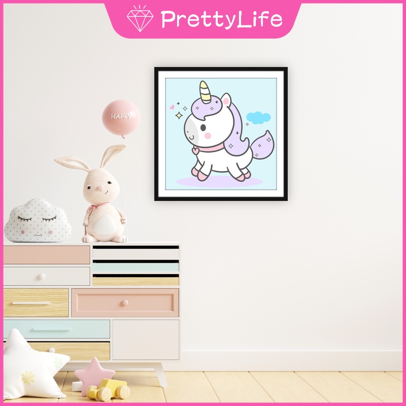 Bộ Tranh Đính Đá 5D Tự Làm Hình Kỳ Lân Hoạt Hình 30x30cm Trang Trí Nhà Cửa