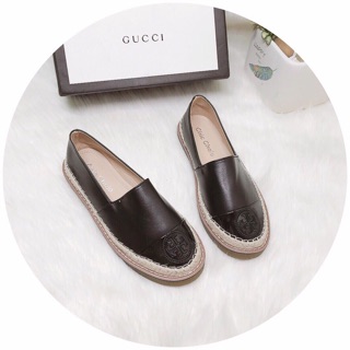 Giày slipon pha mũi viền cói