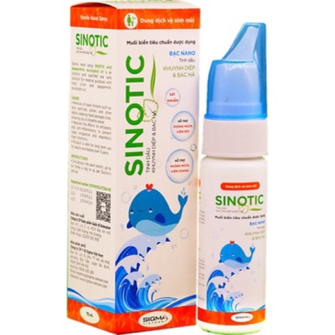 Xịt muối biển SINOTIC Nano bạc Giữ sạch và thông thoáng mũi, giảm nghẹt mũi, viêm mũi, viêm xoang