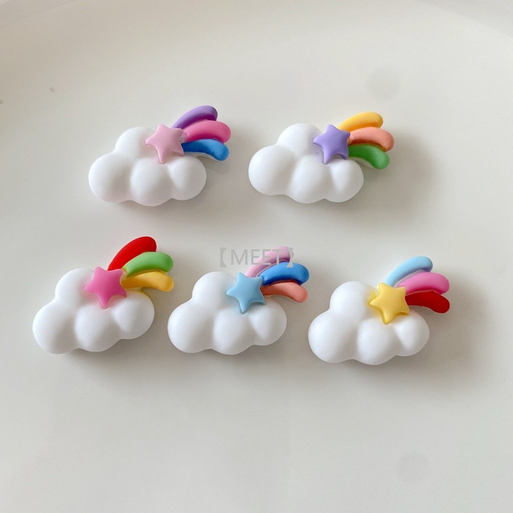 1 Phụ Kiện Hình Đám Mây Hoạt Hình Màu Cầu Vồng Bằng Nhựa Resin DIY Thủ Công