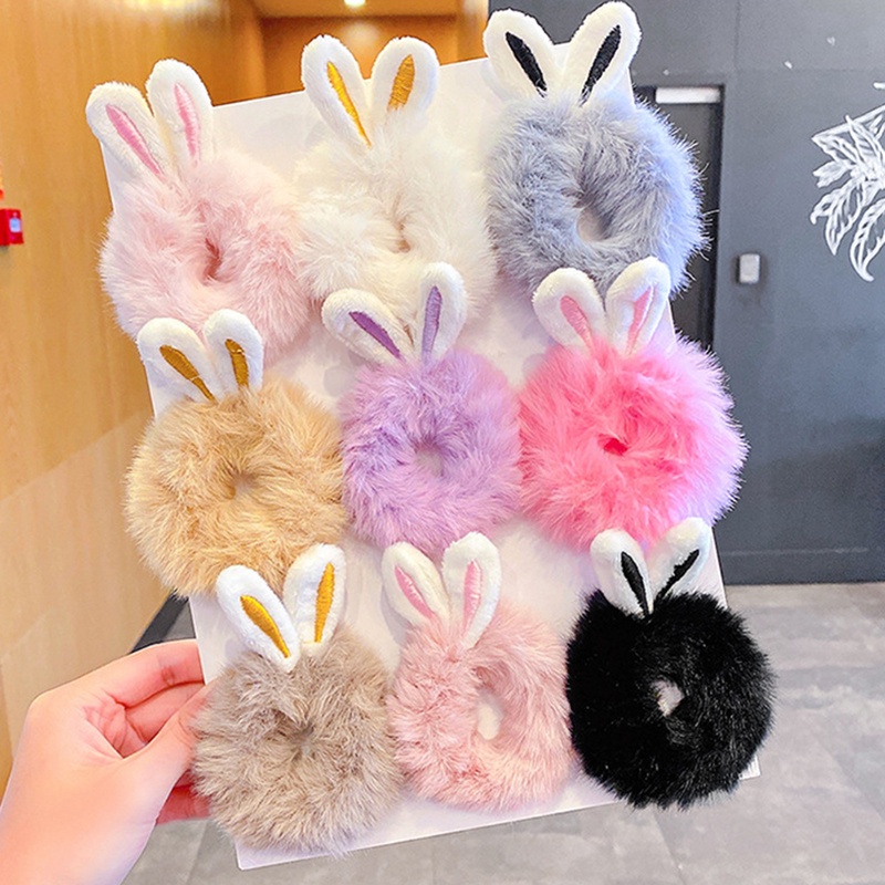 Dây buộc tóc hình tai thỏ màu sắc ngọt ngào dễ thương