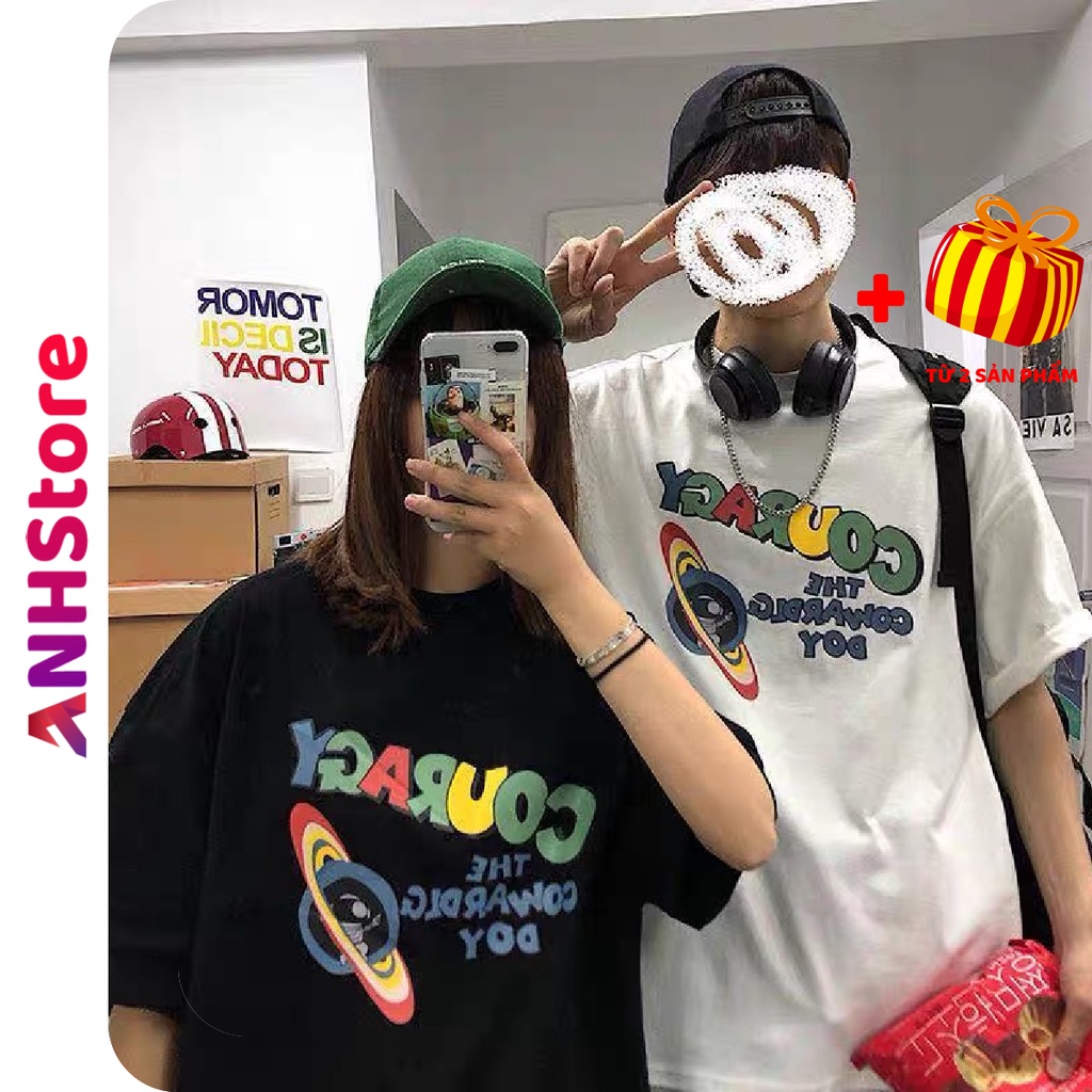 Áo Thun Tay Lỡ ANHSTORE Form Rộng Unisex Ulzzang, Áo Phông Nam Nữ COURAGY - A43