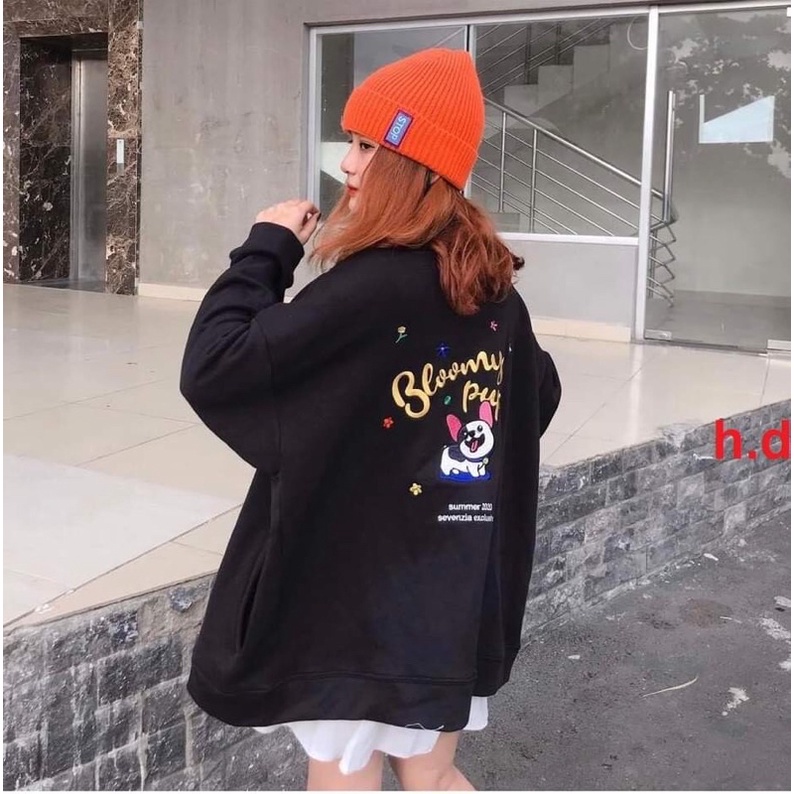 Áo khoác cadigan Cún Pupchất nỉ bông có cúc dọc áoUnisex áo mùa đông nữphong cách hàn quốc