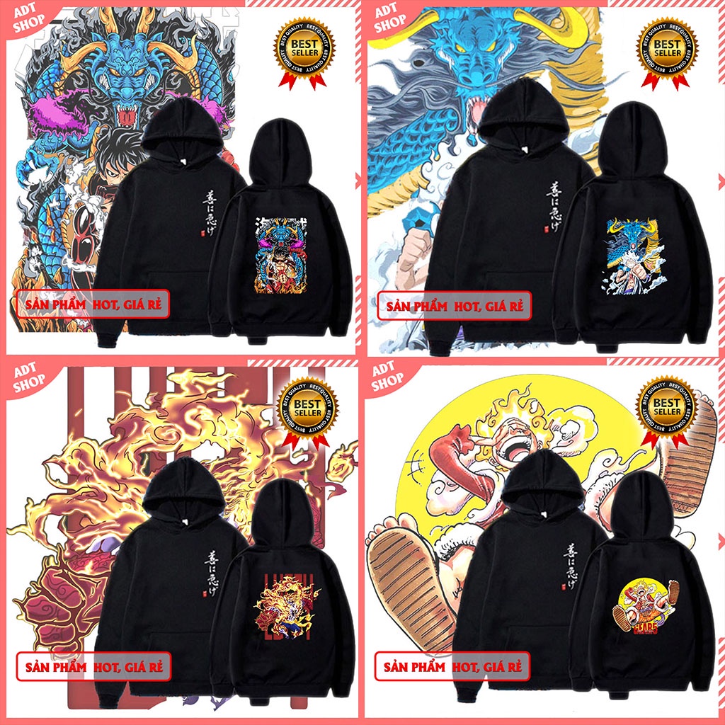 4 Áo Hoodie One Piece cực đẹp in hình Luffy Kaido Gear 5 mẫu HOT độc đẹp giá siêu rẻ