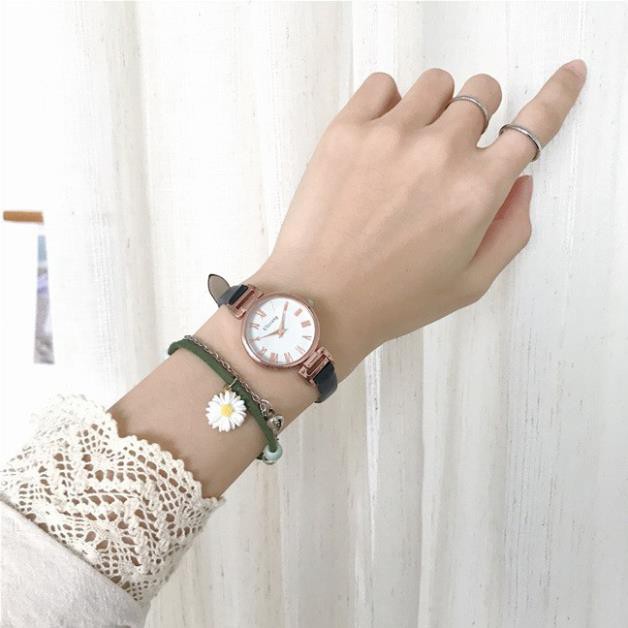 Đồng hồ thời trang nữ chính hãng Ulzzang U014 dây da mềm, êm tay, phong cách Hàn Quốc,số giờ la mã tuyệt đẹp