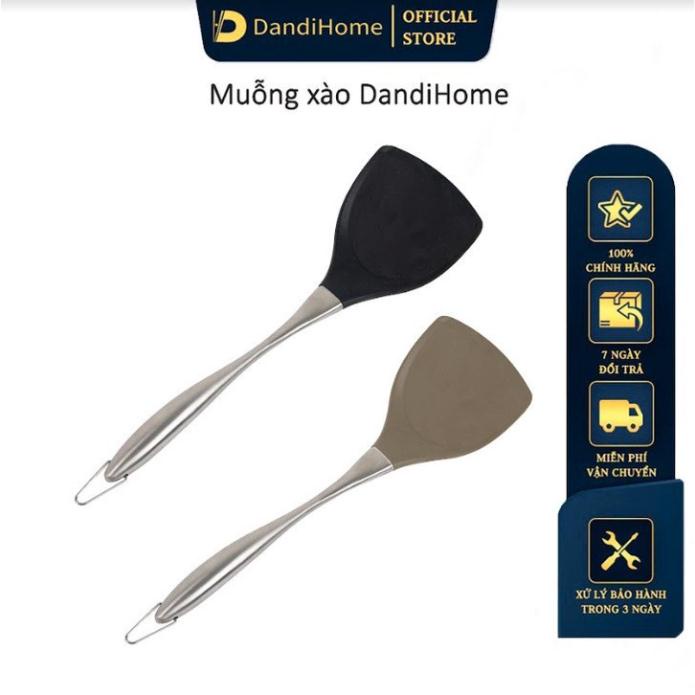 Muỗng xào DandiHome Inox 304 kết hợp bề mặt muỗng silicon cao cấp - chịu được nhiệt độ cao, an toàn với chảo