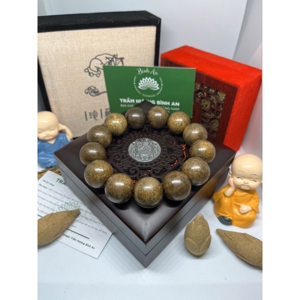 Vòng Tay Trầm Hương Cao Cấp Hạt Tròn Đơn - Trầm Tốc Tự Nhiên - Vòng Tay Phong Thủy - Size Nam 14ly 16ly 18ly