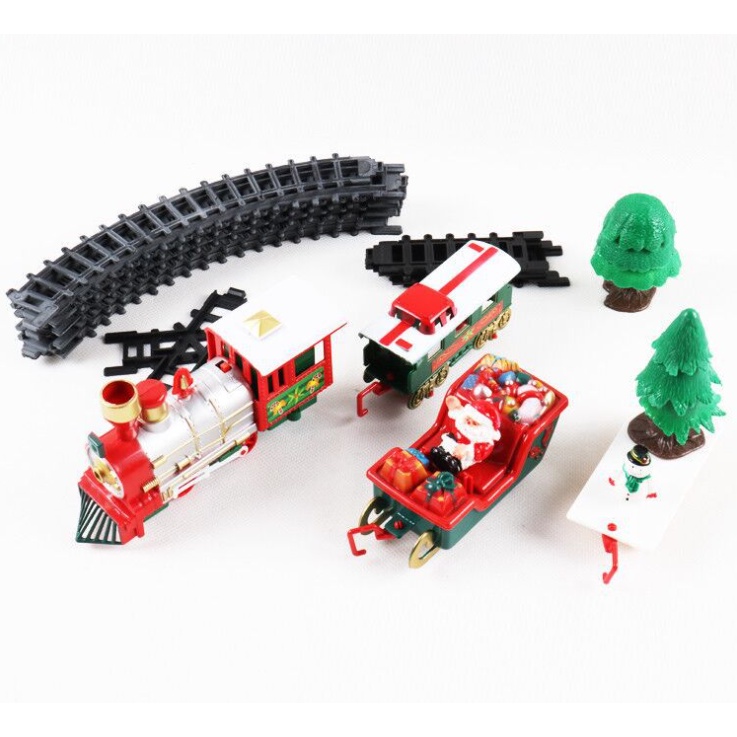 Đồ chơi tàu hỏa ông già noel chạy trên đường ray, quà tặng noel