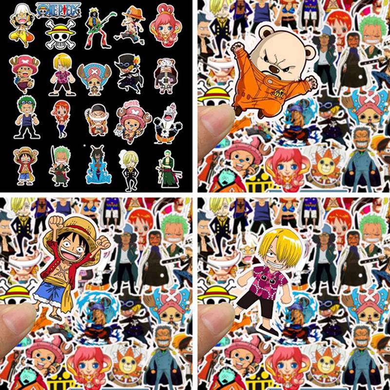 Bộ 50 hình dán họa tiết nhân vật hoạt hình One Piece để trang trí