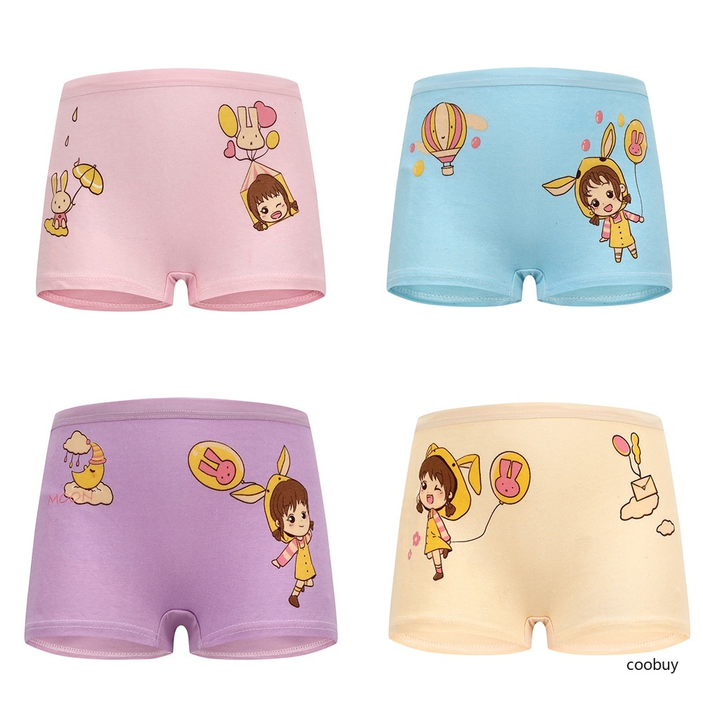 Quần lót boxer vải cotton in hoạt hình dễ thương dành cho bé gái