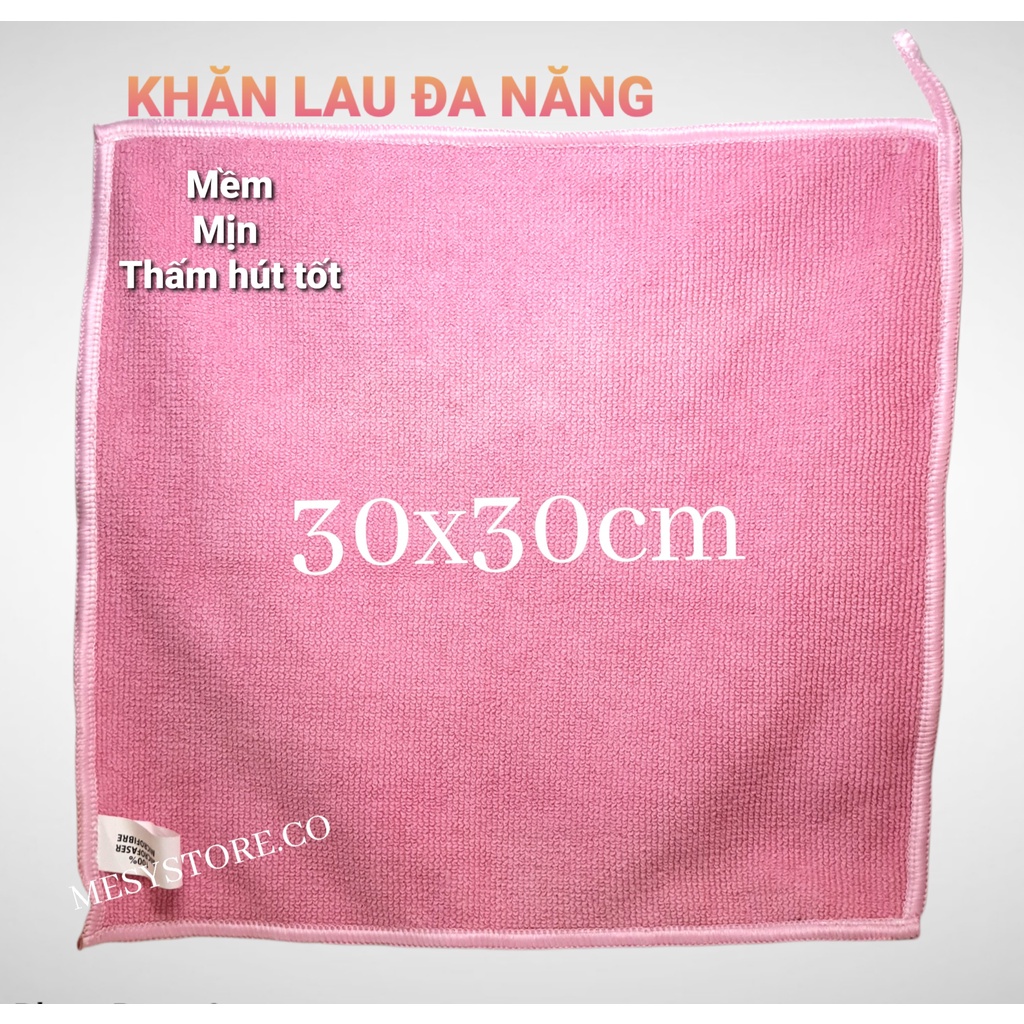 Khăn Lau Đa Năng MicroFiber Vuông 30x30 Thấm Hút Tốt Dùng Cho Ô Tô Xe Máy Bếp Phòng Khách