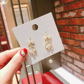Bông tai thắt nút nơ và hạt châu MS229