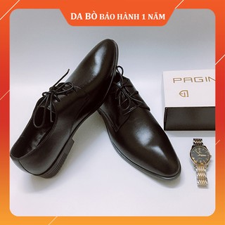 Giày công sở nam da bò cao cấp đế khâu LuxWear màu đen có quà tặng kèm tất lười hoặc lót giày cao cấp - GDB