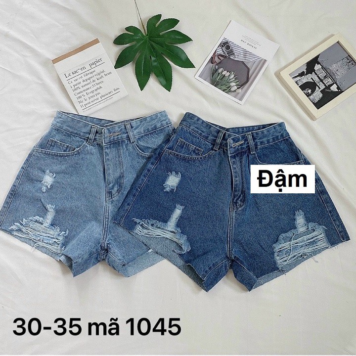 Quần đùi jean nữ rách big size vải VNXK QJ1045