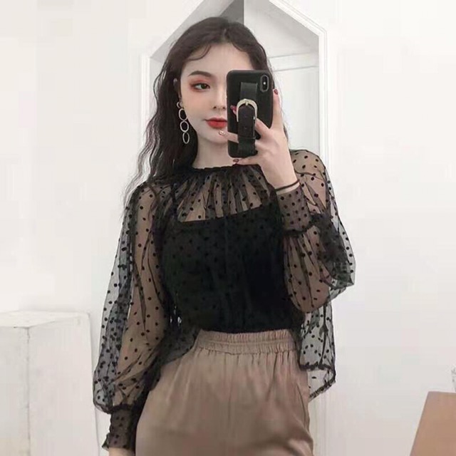 Áo chấm bi lưới có lót 2 dây