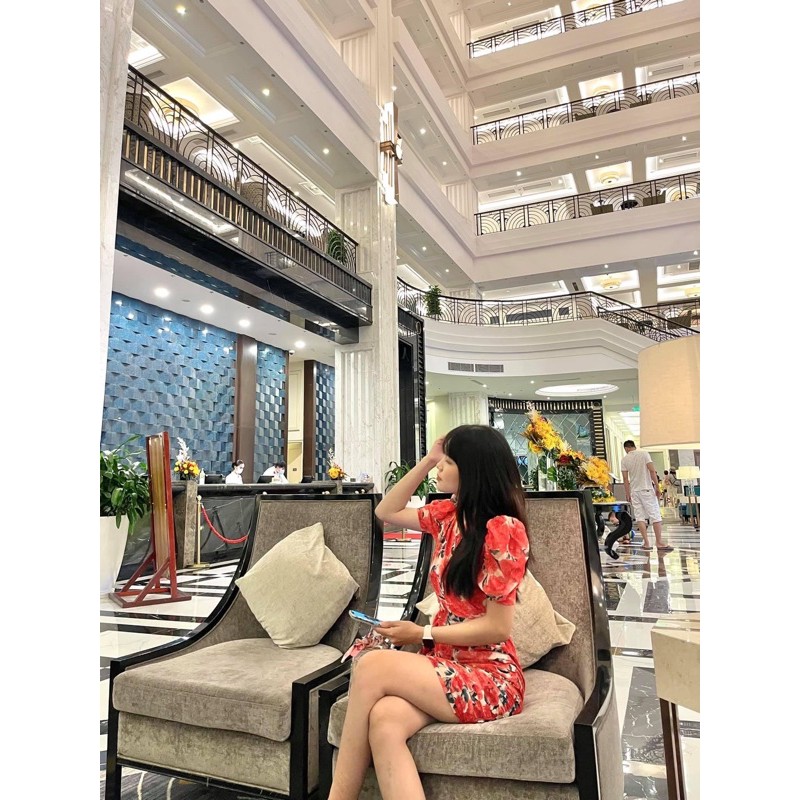 ( Ảnh thật ) V0423 Váy hoa chân nhún bèo lệch