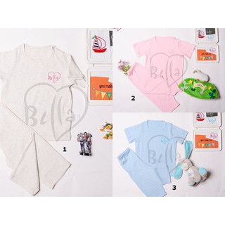 Bộ quần áo cotton cộc lửng thêu logo 1-3 tuổi