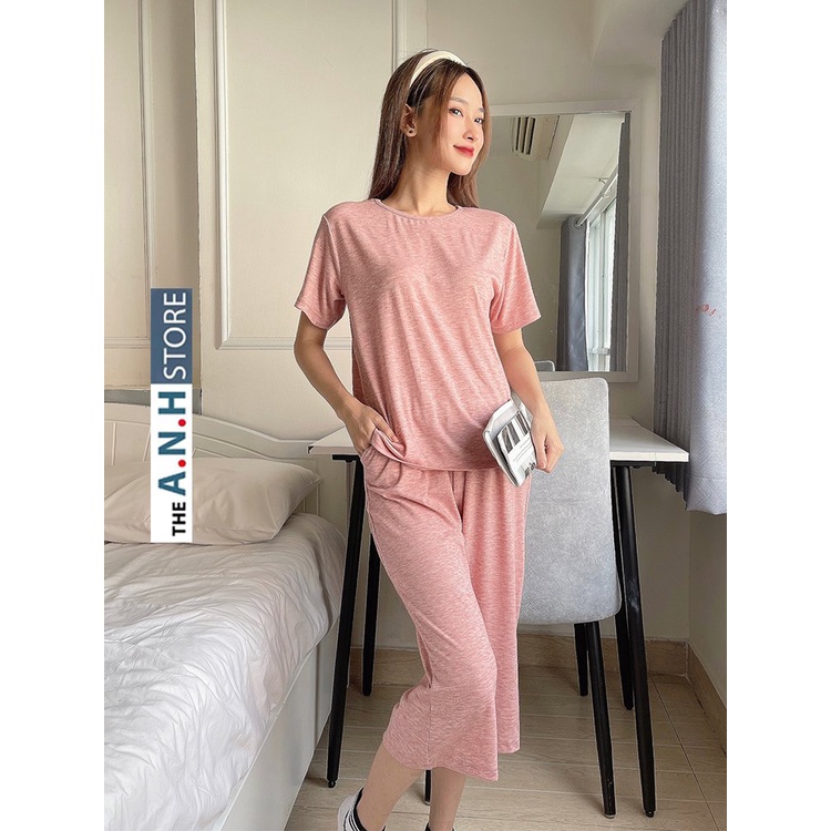 Bộ mặc nhà nữ chất thun lạnh ANHSTORE , chất thun lạnh trơn thời trang