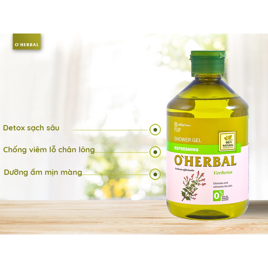 Sữa tắm dưỡng trắng da O'Herbal chiết xuất Mã Tiên Thảo 500ml - BioTopcare Official - TN193