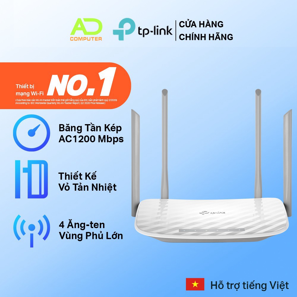 Bộ phát Wifi Băng Tần Kép AC1200 Tplink Archer C50 2.4GHz & 5GHz- Hàng Chính Hãng
