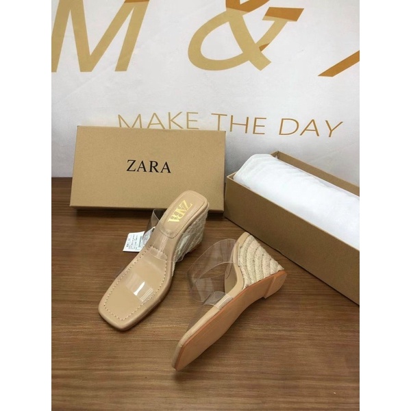 Guốc zara mica quai trong đế xuồng cói xuất dư fullbox