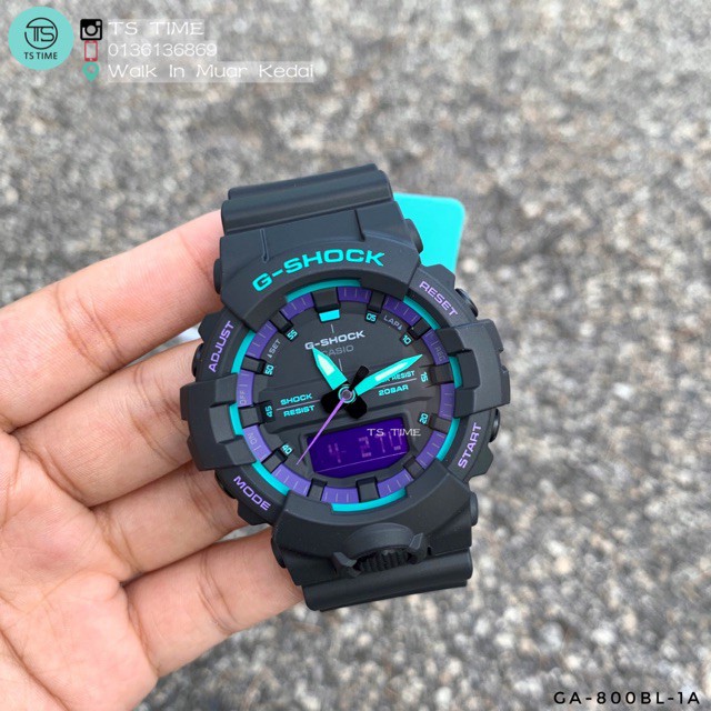 Đồng hồ nam Casio G-Shock GA-800BL-1ADR - kính chống đạn , chống nước ,  độ sâu 200m bảo hành 12 tháng