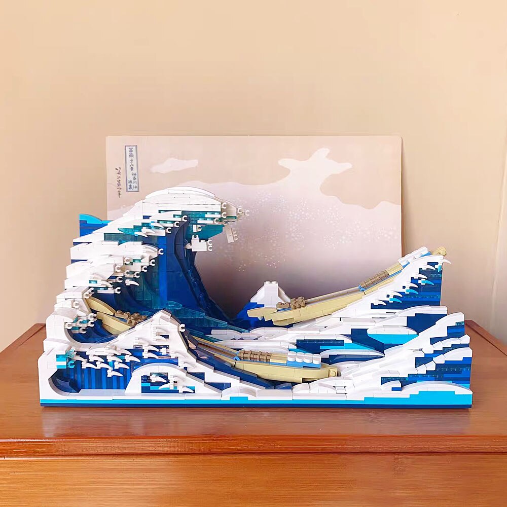 Đồ chơi xếp hình lắp ráp mô hình Ideas Series DK 3003 The Great Wave Off Kanagawa Art Pixel Painting Ornament Moc1830PCS