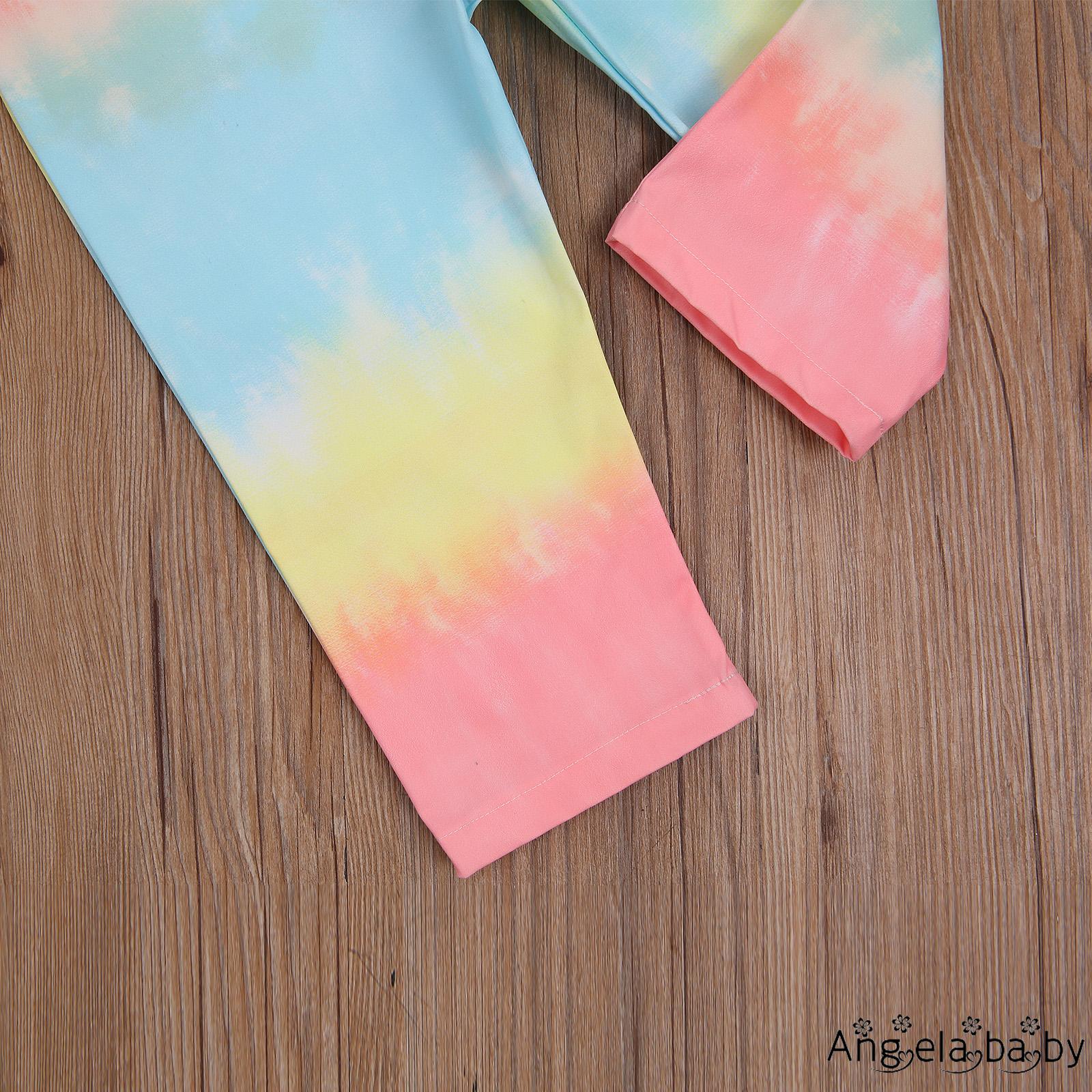 Bộ Áo Liền Quần Dài Tay Phối Màu Nhuộm Đáng Yêu Cho Bé