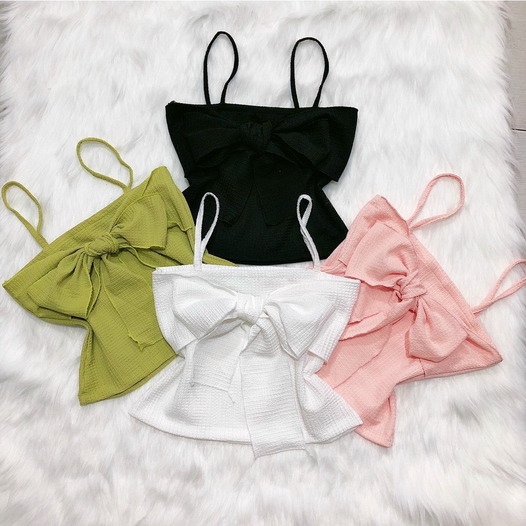 áo 2 dây đính nơ chất xốp mềm u