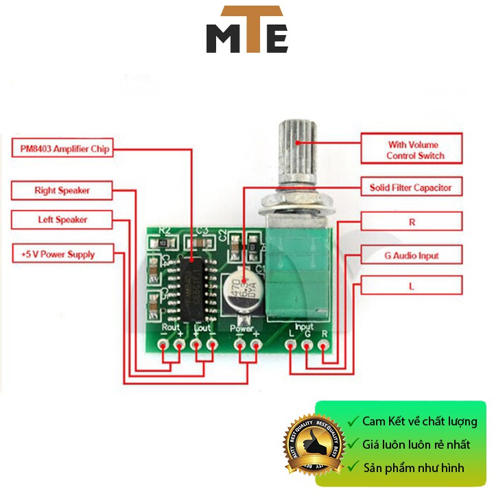 Module khuếch đại âm thanh PAM 8403 6w Hifi Mạch chế loa mini 6w có volume