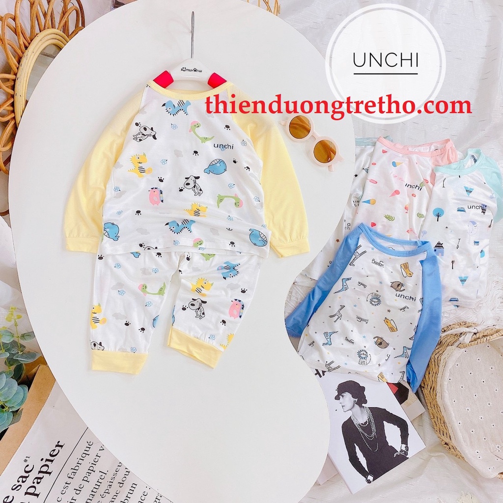 Bộ Unchi Petit Dài Có Viền và hoa văn đáng yêu Cho Bé 6-15kg