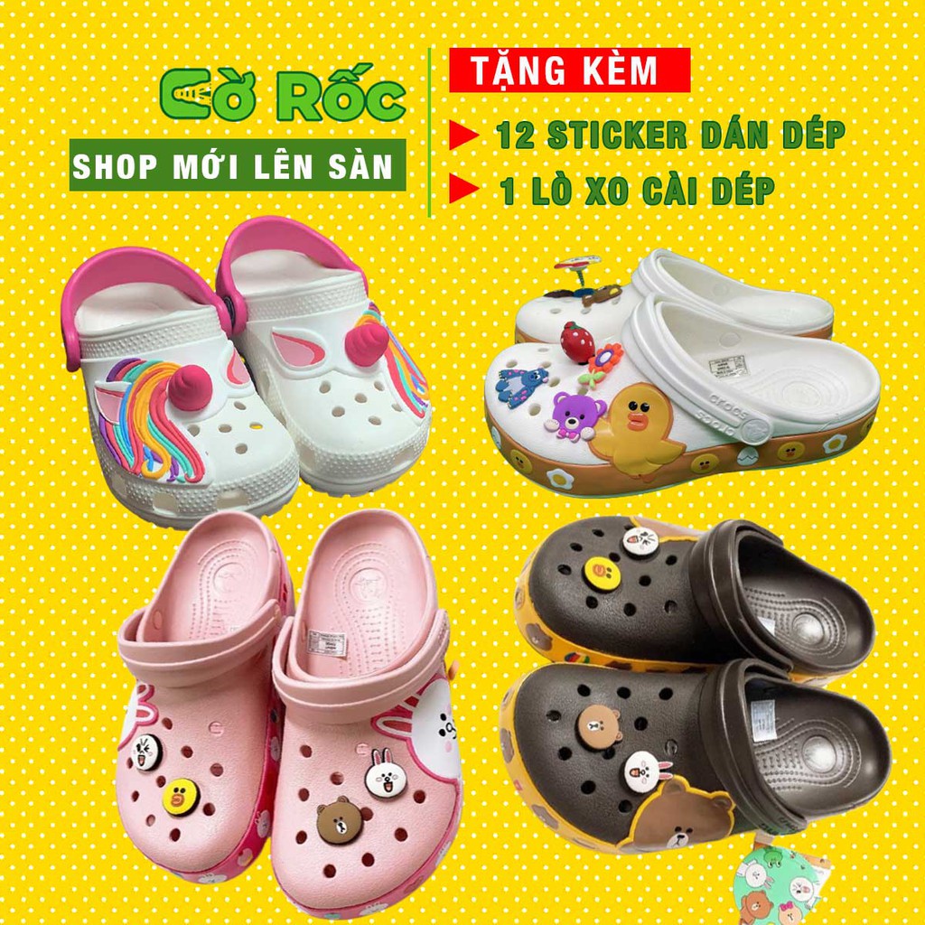 Dép cross cho bé trai và bé gái  hoạ tiết croos thỏ hồng bunny, ngựa ponny gấu brow, khung long