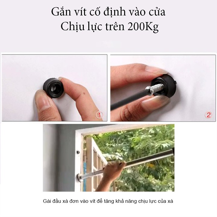 Xà Đơn Đa Năng Tập Tại Nhà - Treo tường gắn khung cửa ✅ Kích thước tuỳ chỉnh (từ 80 - 150cm) - Dụng cụ tập gym tại nhà