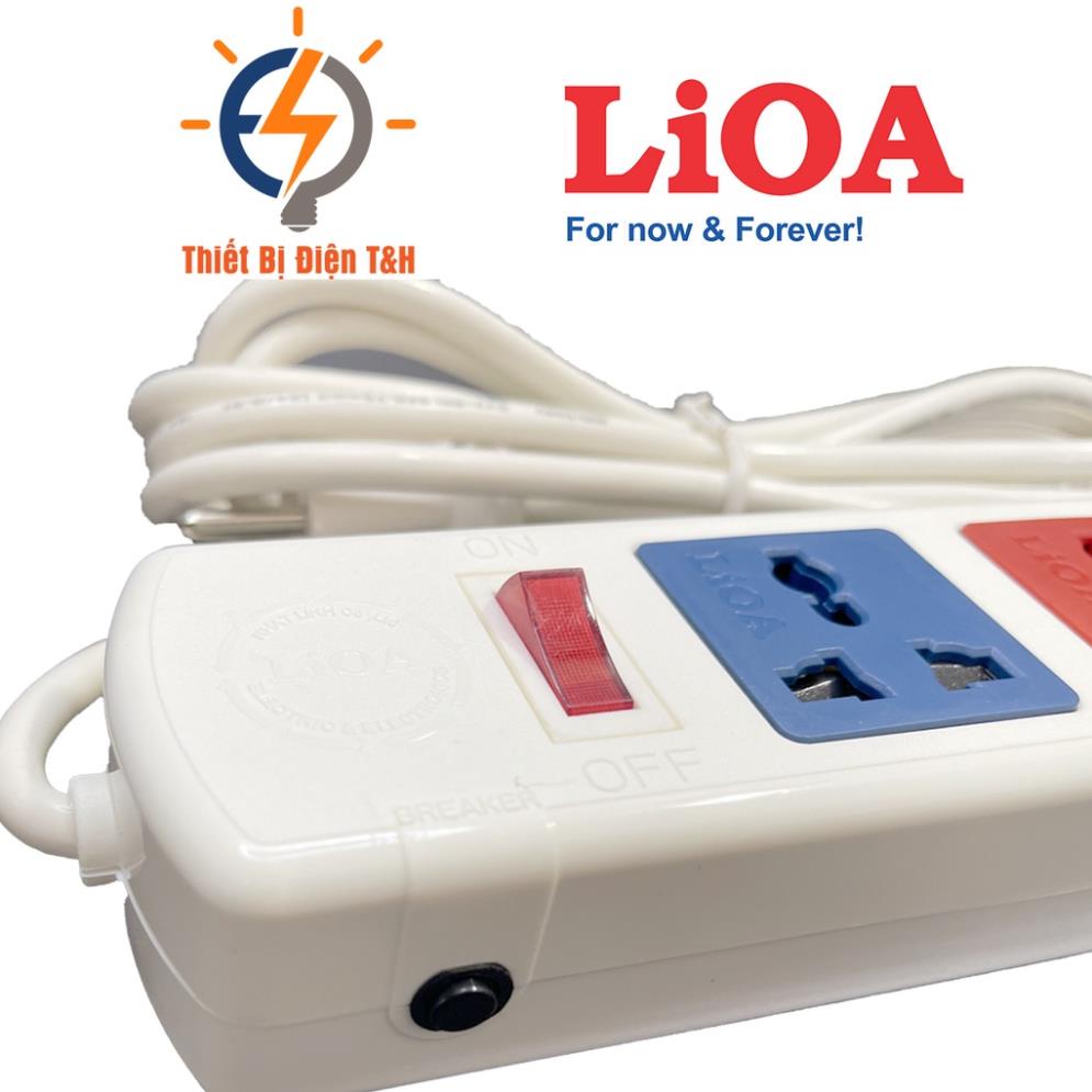 Ổ cắm điện đa năng LIOA, 2200W, 4 ổ cắm, 1 công tắc, dây dài 3M, 5M, 4D32WN - 4D52WN - Thiết Bị Điện T&H