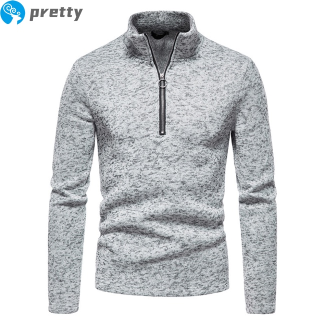 Áo len tay dài cổ đứng màu trơn có khóa kéo thời trang cho nam