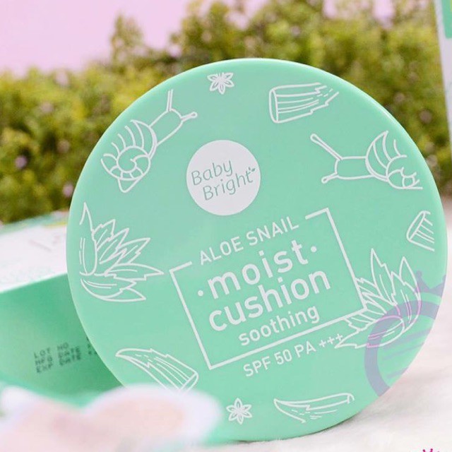 PHẤN NƯỚC DƯỠNG ẨM BABY BRIGHT ALOE SNAIL MOIST CUSHION SPF50 CHÍNH HÃNG - 7518