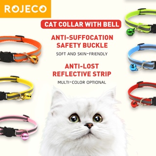 Vòng cổ Rojeco phản quang đầy màu sắc cho chó mèo cưng có chuông khóa an thumbnail