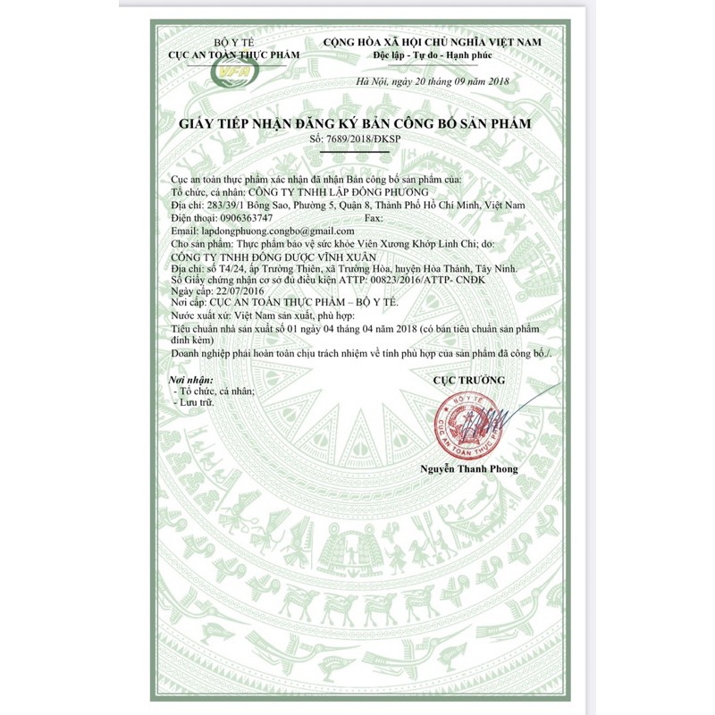 Viên Xương Khớp Linh Chi Tây Ninh chai 100v