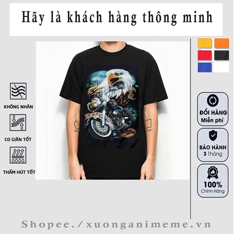 Áo thun nam in hình đại bàng motor 3d thái lan - bigsize