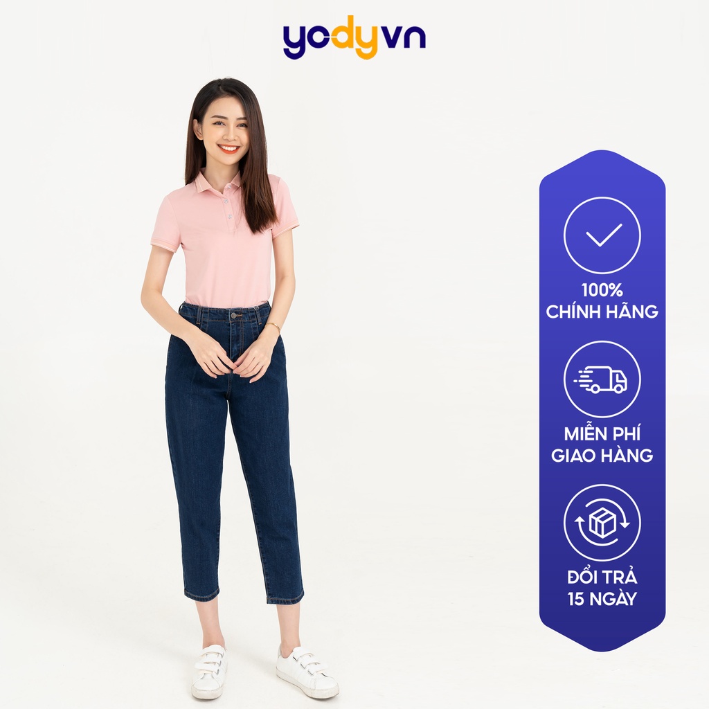 Quần Jean baggy nữ YODY cạp cao ống lửng chất bò co giãn tốt QJN3076