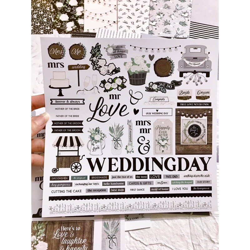 Bộ giấy hoạ tiết Wedding (set 24 tờ)